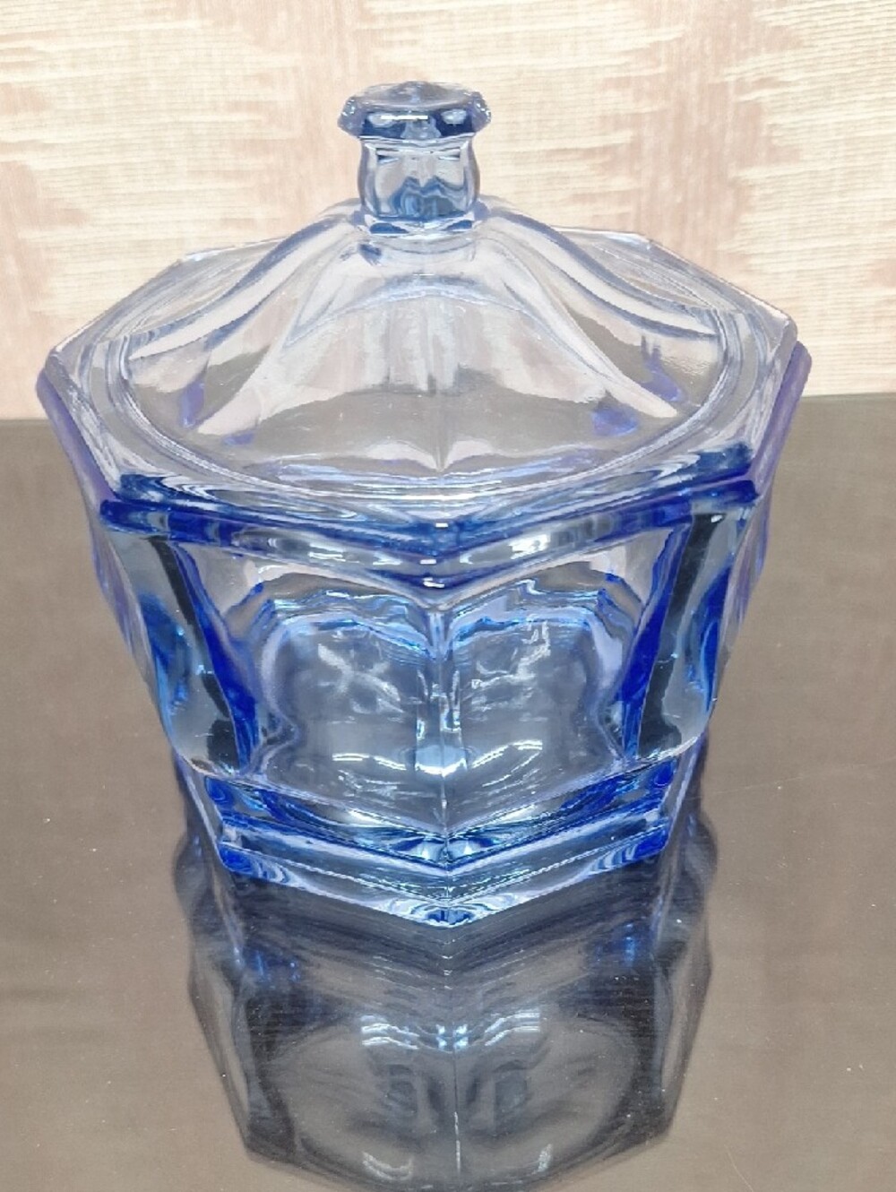 Indiana Glass Blue Octagonal Covered Candy Dish - Picture 2 of 8